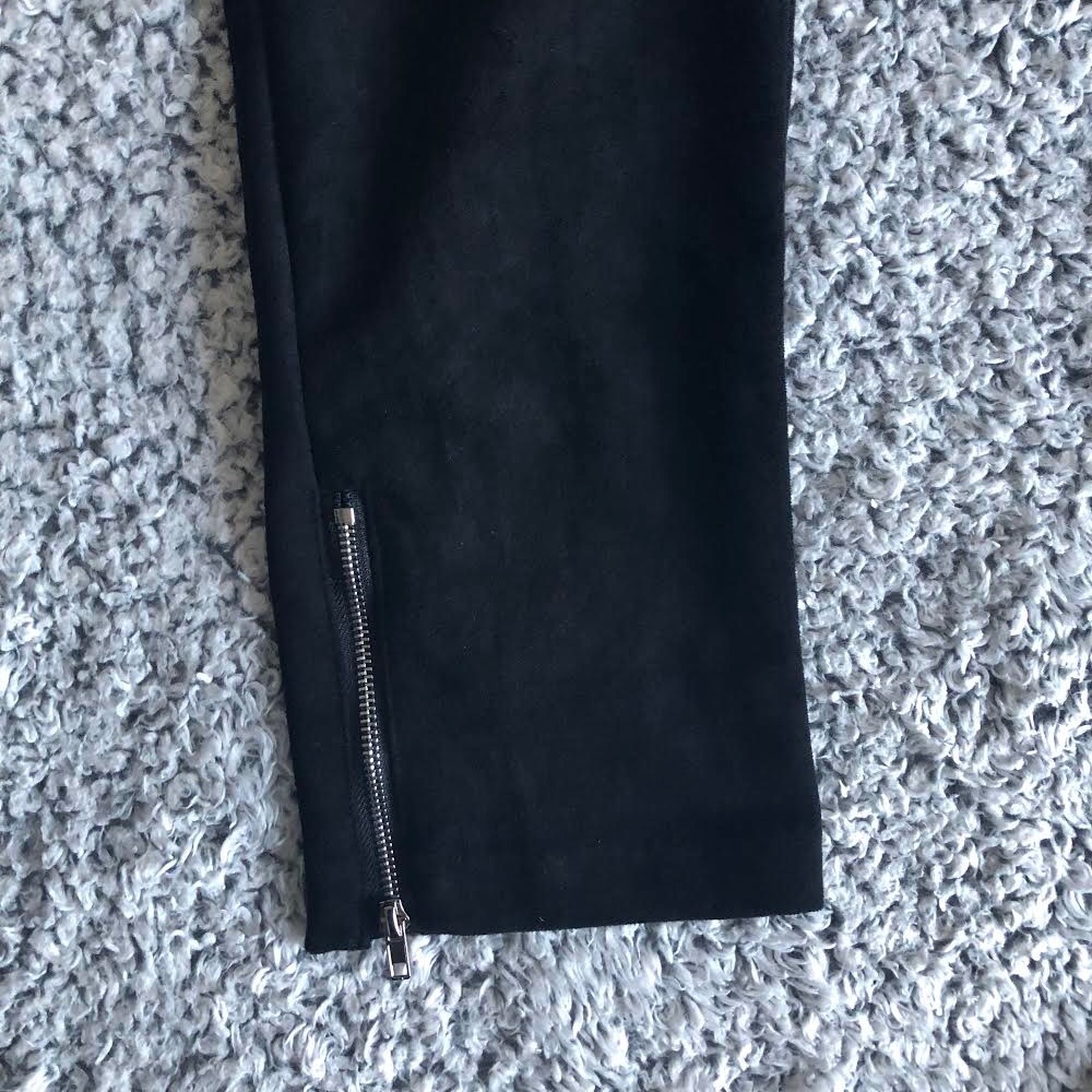1 LEFT! Suede-Style Moto Joggers in Black - Picture 5 of 7
